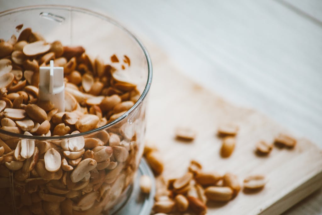 Close up of Peanuts in a Blender