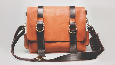 Orange and Black Leather Satchel Bag